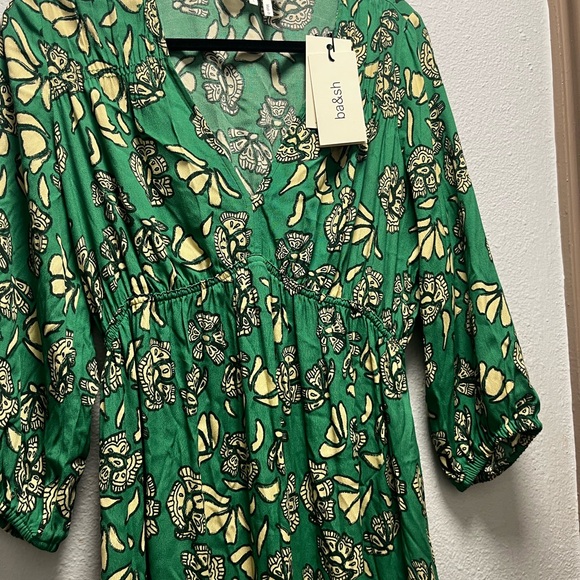 ba&sh Green Floral Long Sleeve Dress size L - Picture 8 of 11